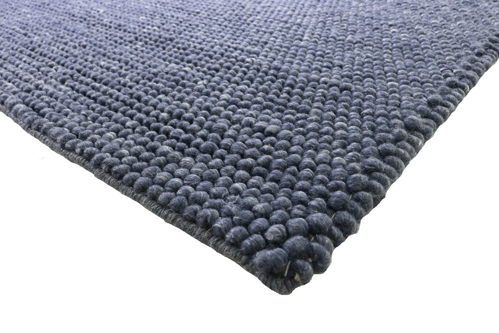Pebble Hand Woven 80% Wool And 20% Cotton Rug -NAVY