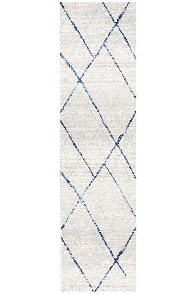 Oasis Noah White Blue Contemporary Rug - Cozy Rugs Australia