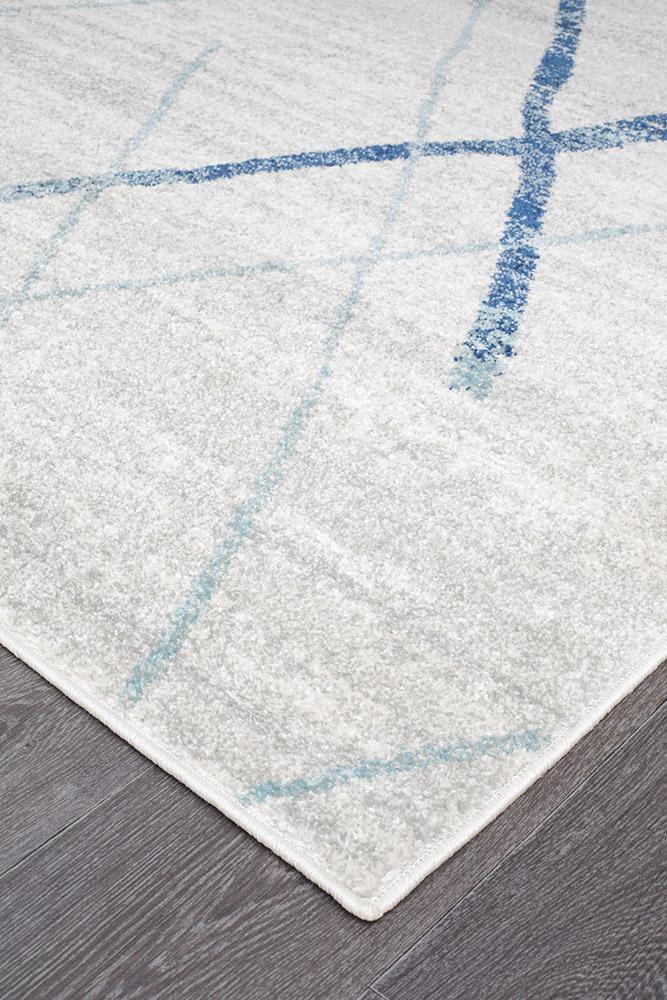 Oasis Noah White Blue Contemporary Rug - Cozy Rugs Australia