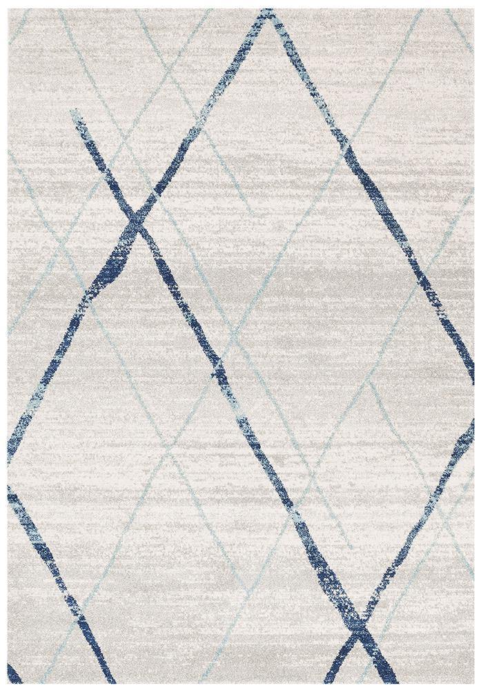 Oasis Noah White Blue Contemporary Rug - Cozy Rugs Australia