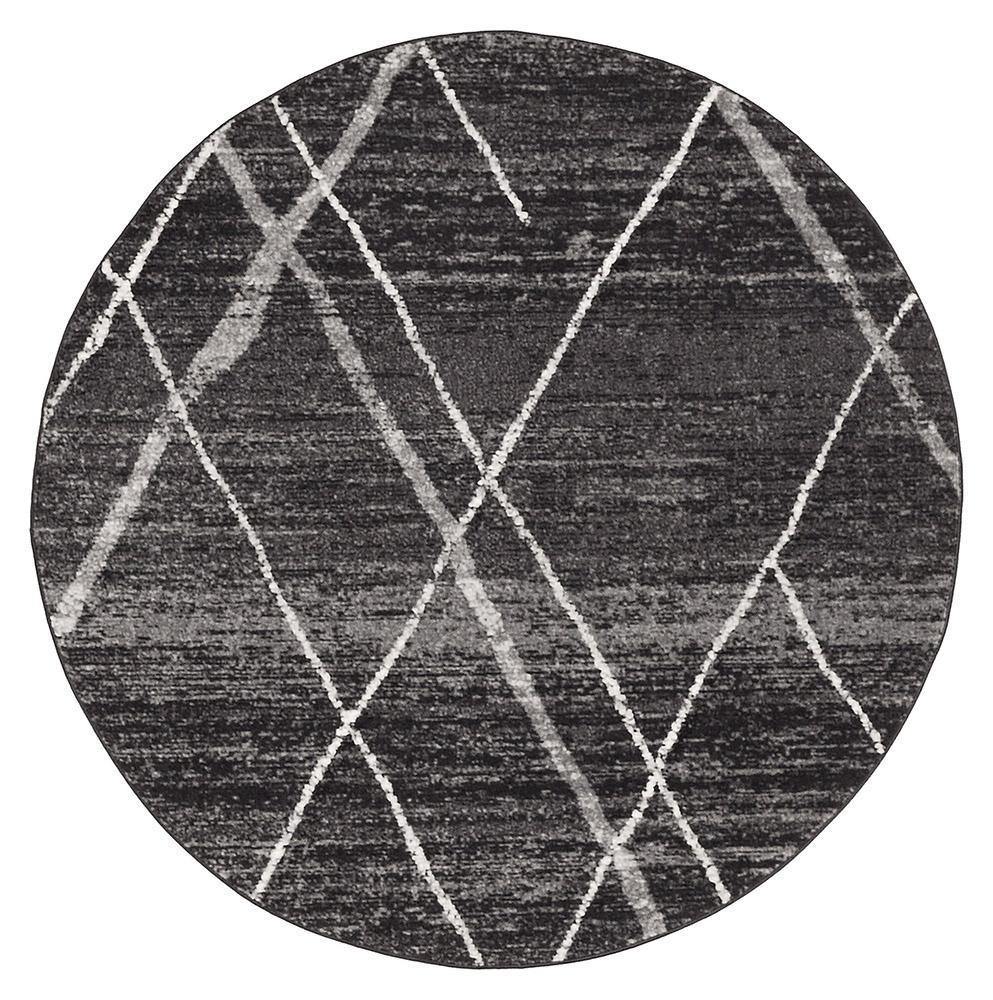 Oasis Noah Charcoal Contemporary Round Rug - Cozy Rugs Australia