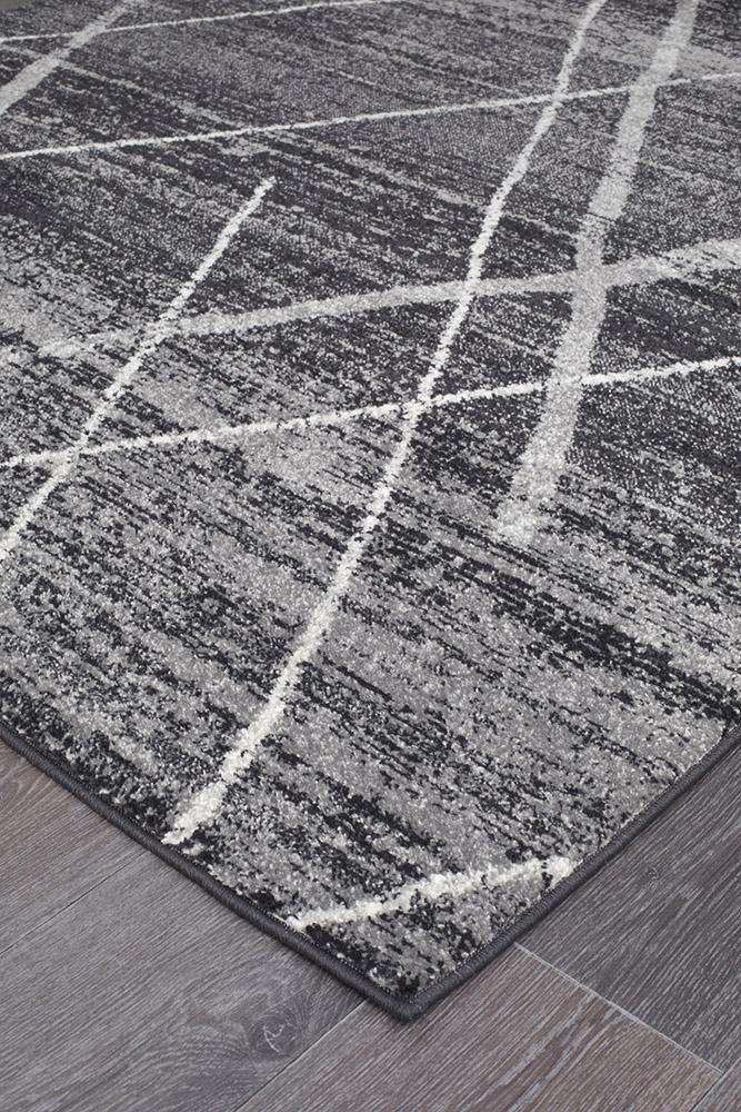 Oasis Noah Charcoal Contemporary Runner Rug - Cozy Rugs Australia