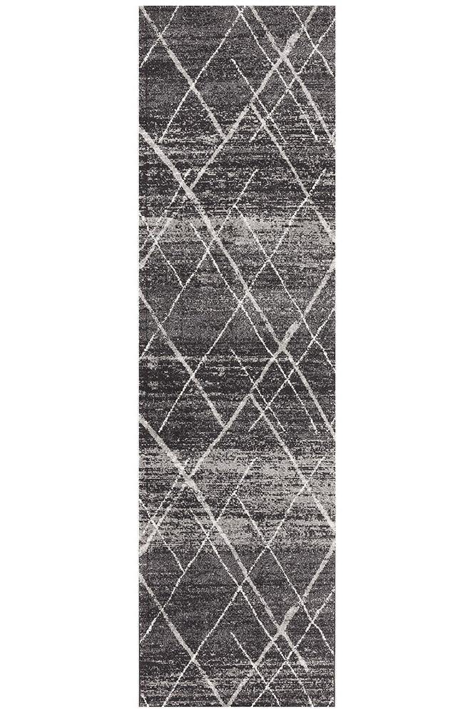 Oasis Noah Charcoal Contemporary Runner Rug - Cozy Rugs Australia