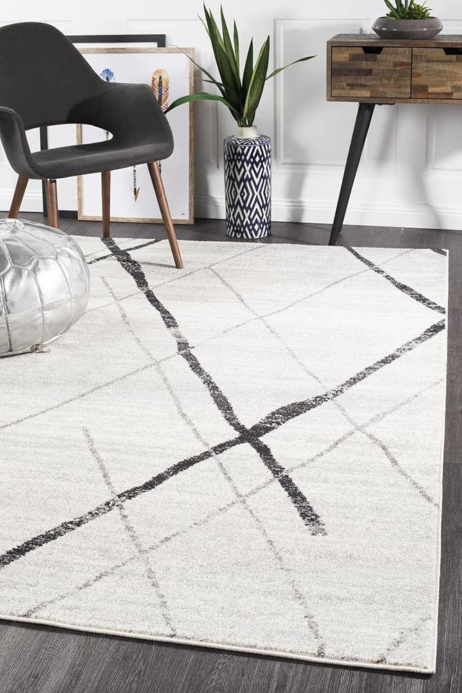 Oasis Noah White Grey Contemporary Rug - Cozy Rugs Australia