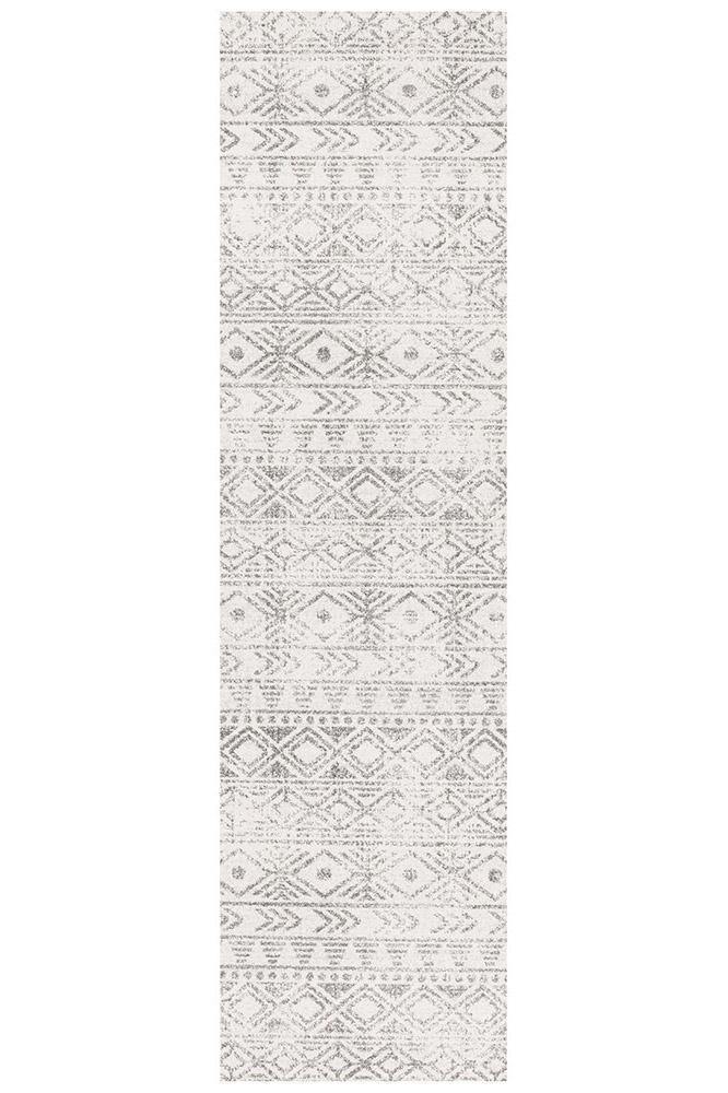 Oasis Ismail White Grey Rustic Rug - Cozy Rugs Australia