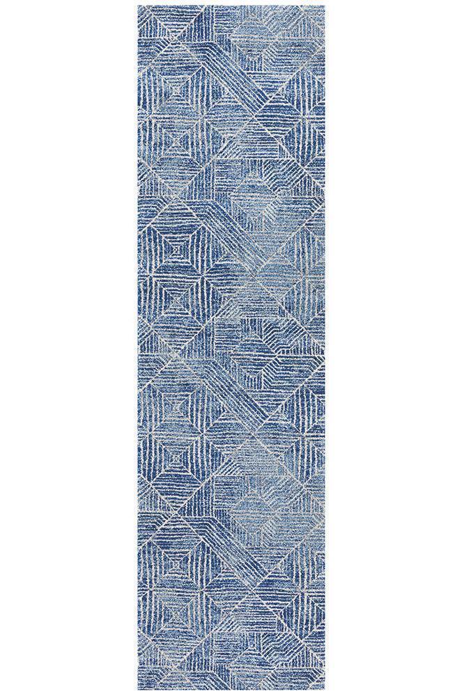 Oasis Kenza Contemporary Navy Runner Rug - Cozy Rugs Australia