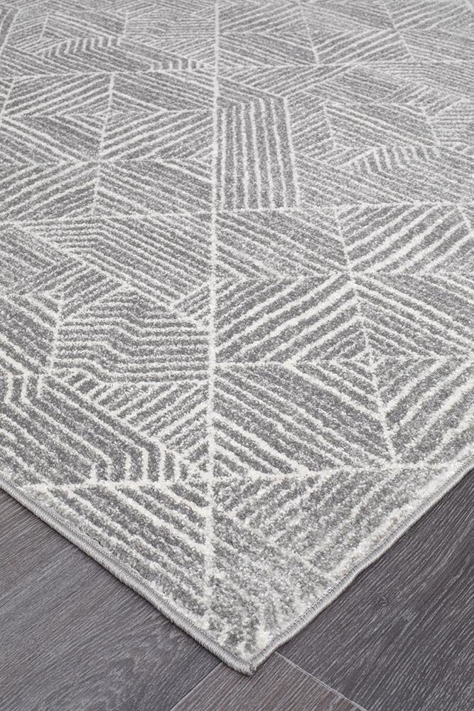 Oasis Kenza Contemporary Silver Runner Rug - Cozy Rugs Australia