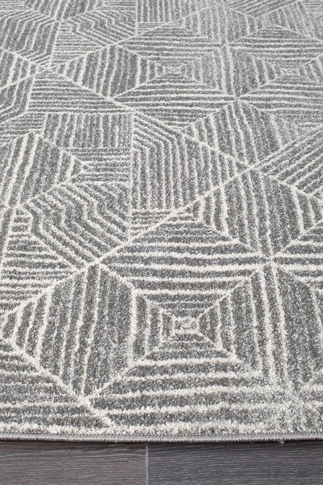 Oasis Kenza Contemporary Silver Runner Rug - Cozy Rugs Australia