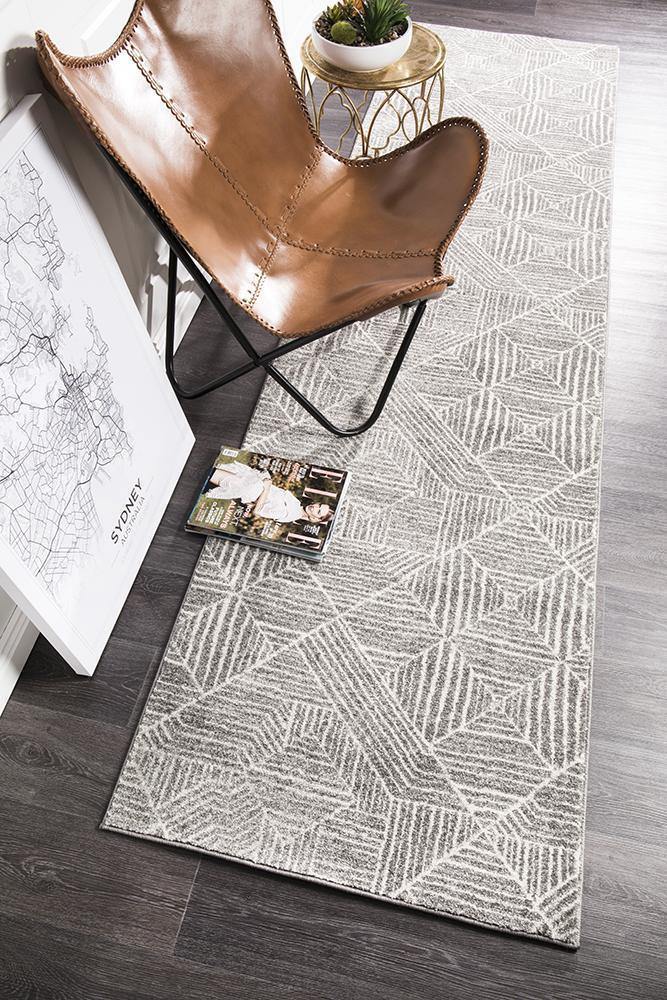 Oasis Kenza Contemporary Silver Runner Rug - Cozy Rugs Australia