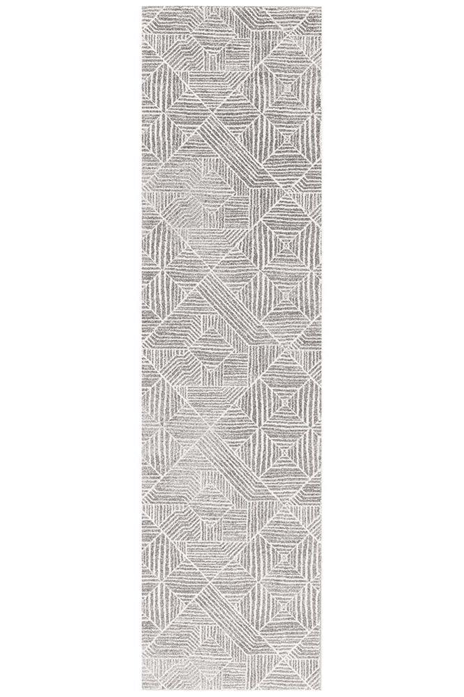 Oasis Kenza Contemporary Silver Runner Rug - Cozy Rugs Australia