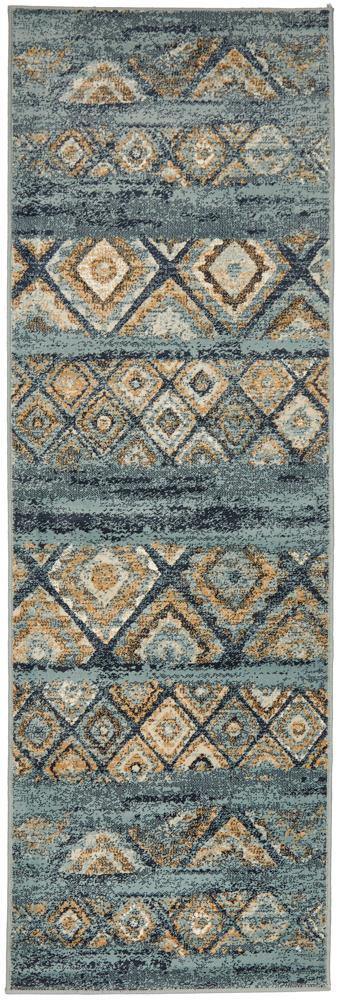 Oxford Mayfair Contrast Blue Runner Rug - Cozy Rugs Australia