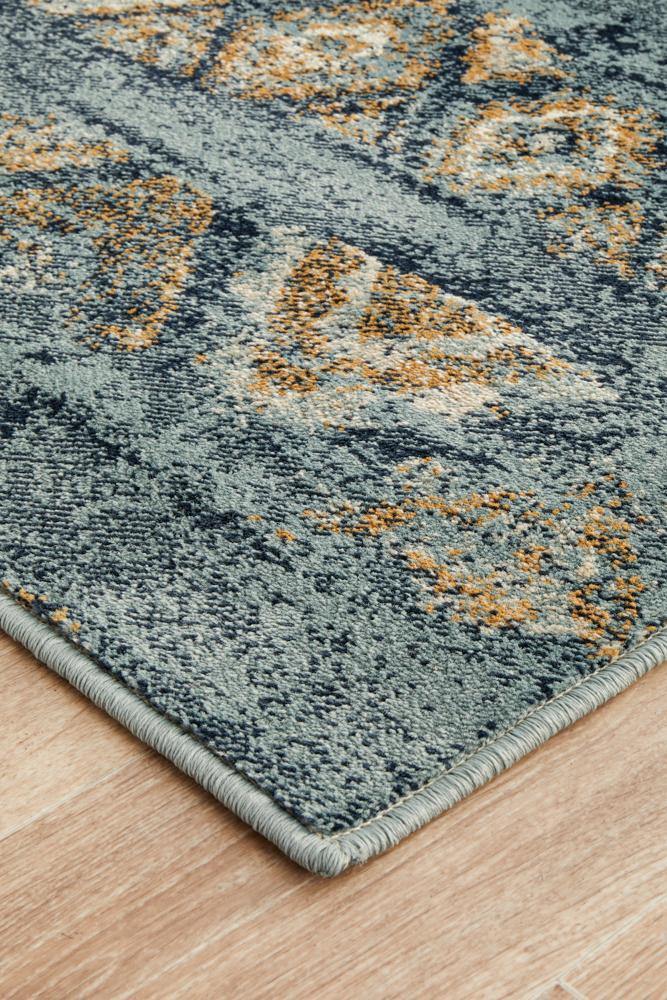 Oxford Mayfair Contrast Blue Runner Rug - Cozy Rugs Australia