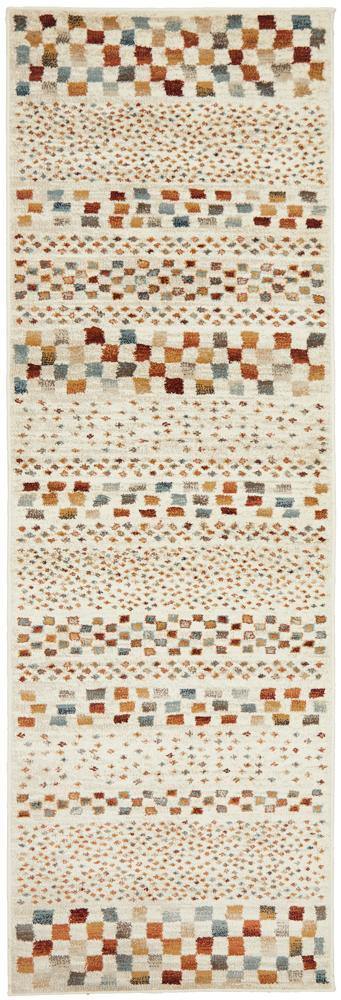 Oxford Mayfair Squares Bone Runner Rug - Cozy Rugs Australia