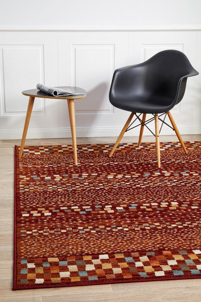 Buy Oxford Mayfair Squares Rust Rug Online | Cozy Rugs Australia