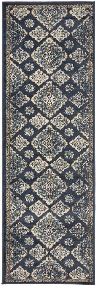 Oxford Mayfair Timeline Navy Runner Rug - Cozy Rugs Australia