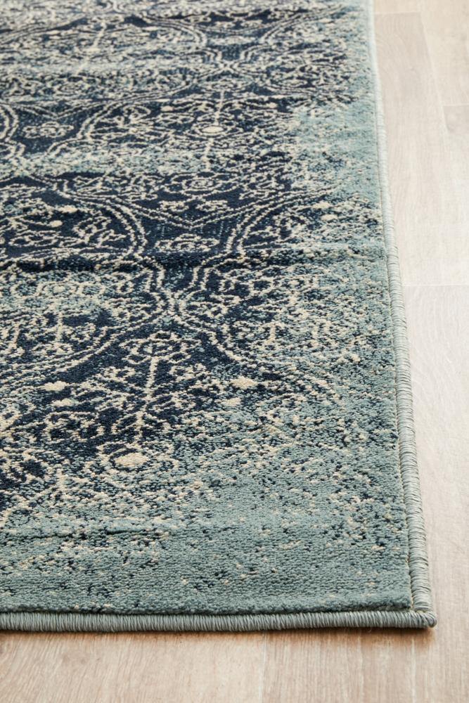 Oxford Mayfair Edge Denim Runner Rug - Cozy Rugs Australia