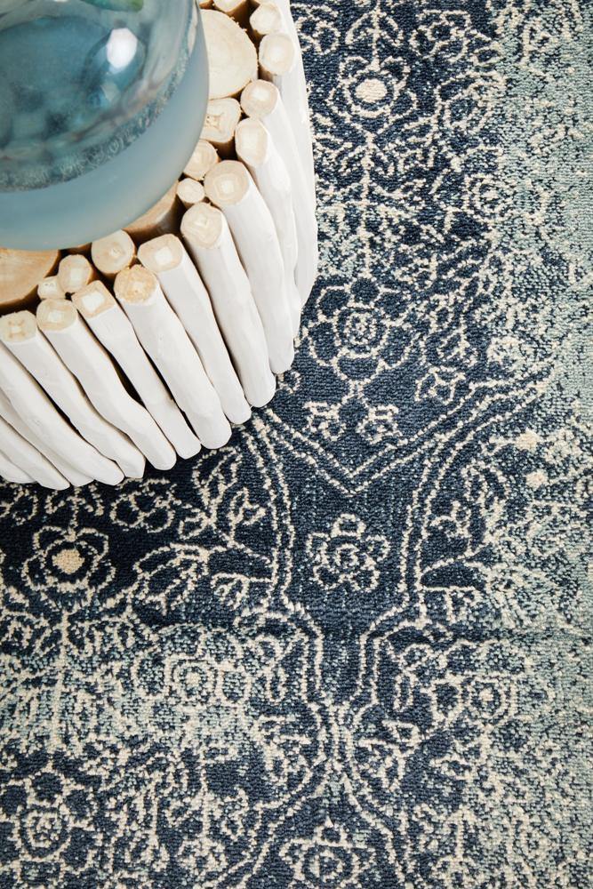 Oxford Mayfair Edge Denim Runner Rug - Cozy Rugs Australia