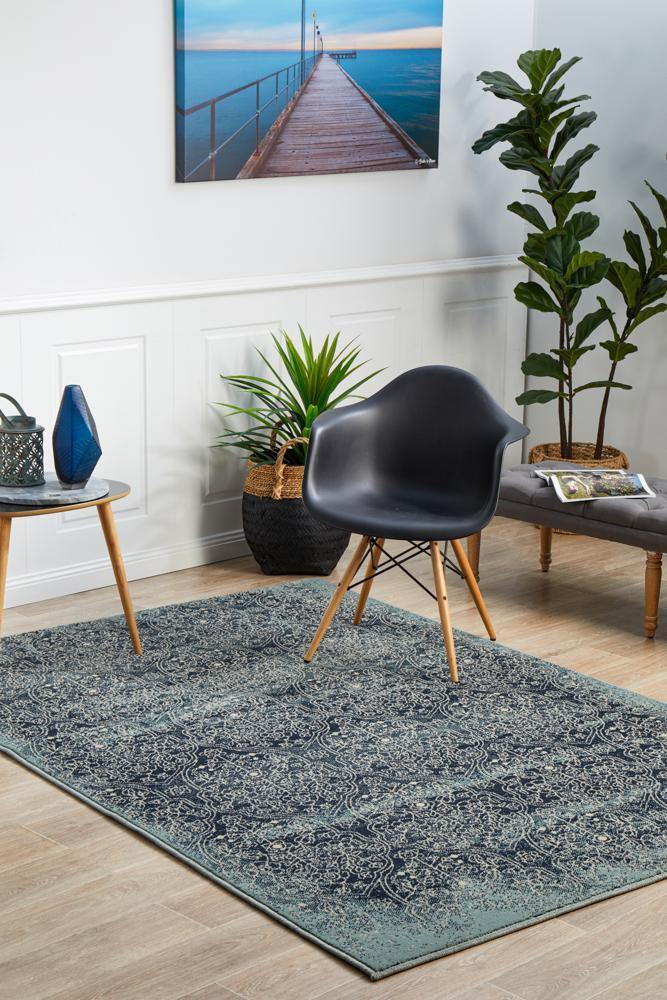 Oxford Mayfair Edge Denim Rug - Cozy Rugs Australia