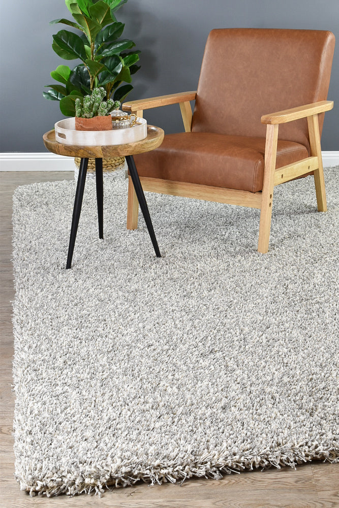 Plain Portland Shaggy Rug Grey