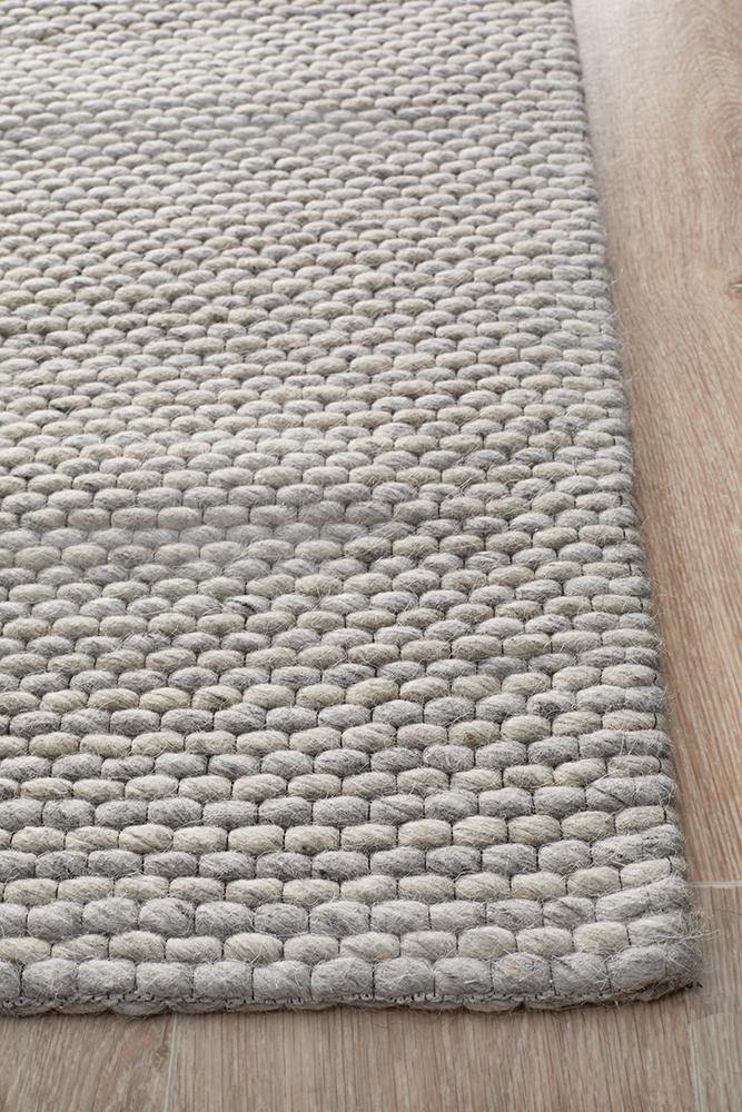 Studio Oskar Felted Wool Striped Rug Grey - Cozy Rugs Australia
