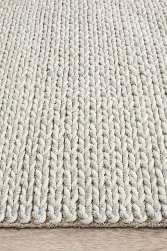 Studio Helena Woven Wool Rug Grey White - Cozy Rugs Australia