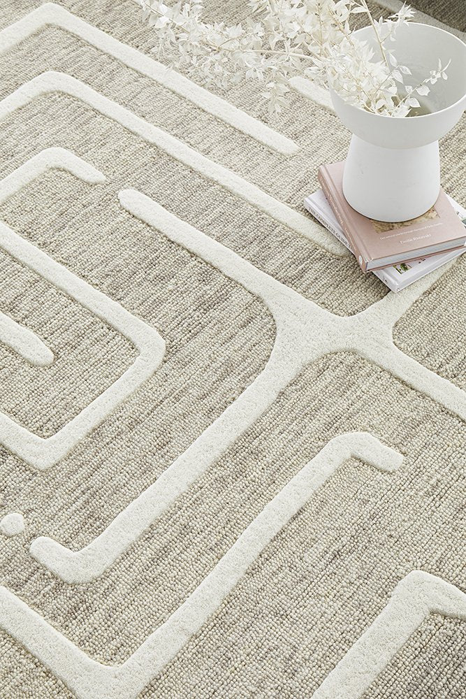 Coogee Maze Linen Hand Tufted Wool Rug