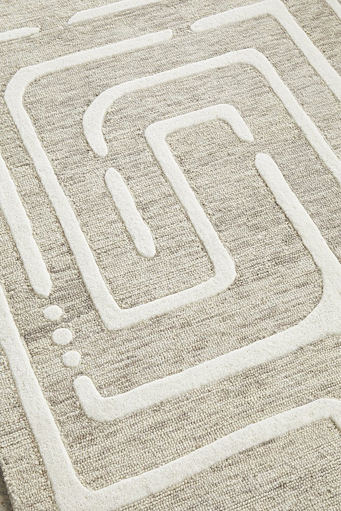 Coogee Maze Linen Hand Tufted Wool Rug