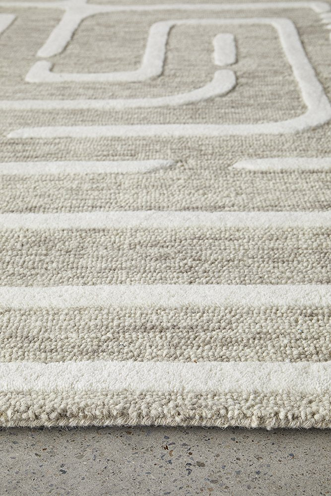 Coogee Maze Linen Hand Tufted Wool Rug