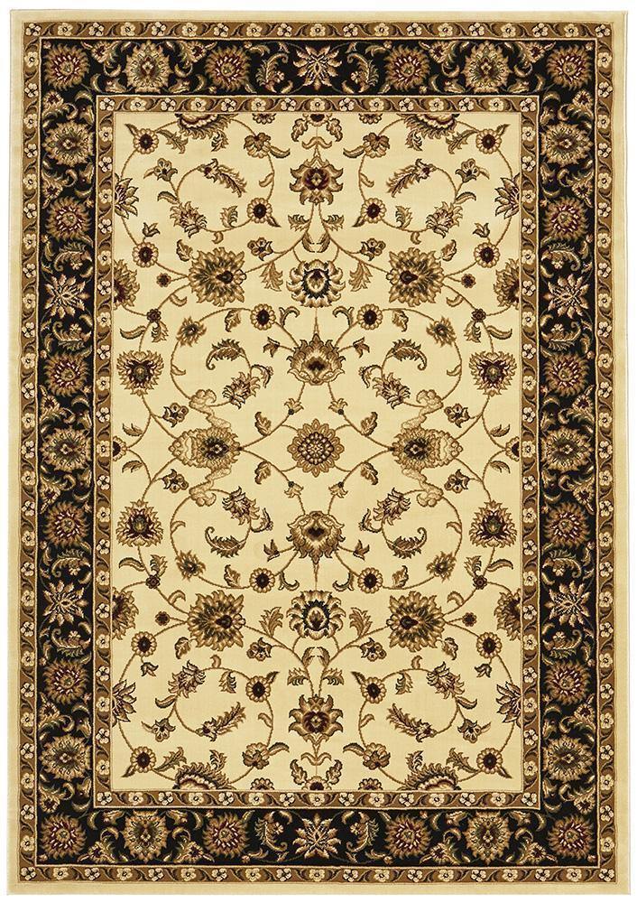 Sydney Collection Classic Rug Ivory with Black Border - Cozy Rugs Australia