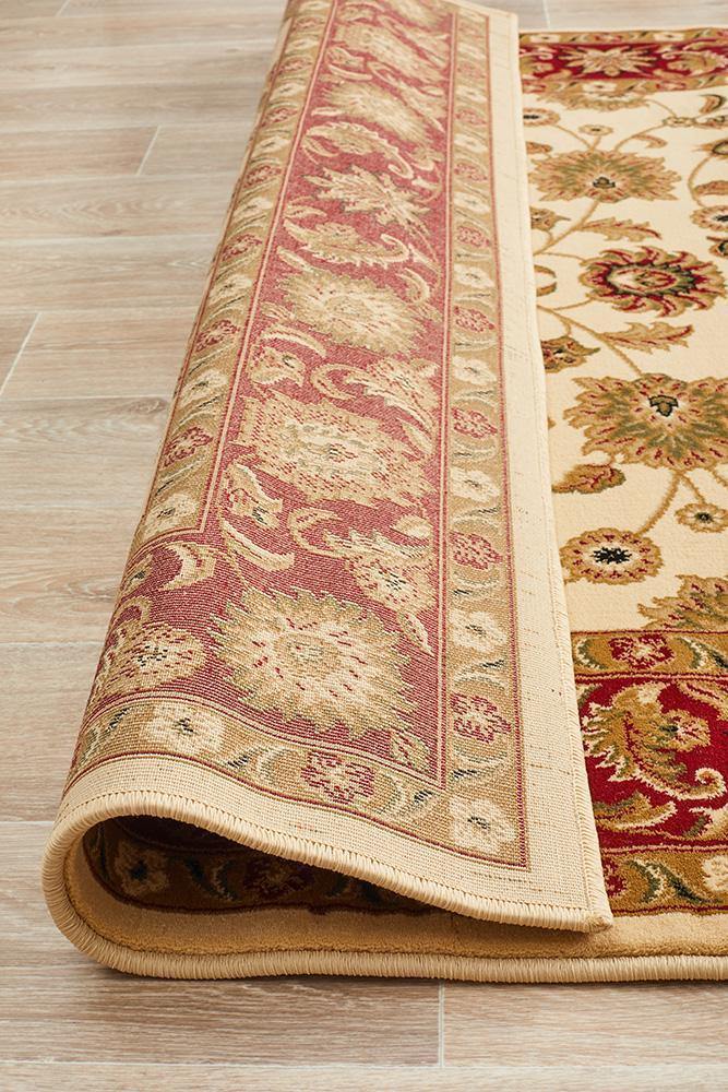 Sydney Collection Classic Rug Ivory with Red Border - Cozy Rugs Australia