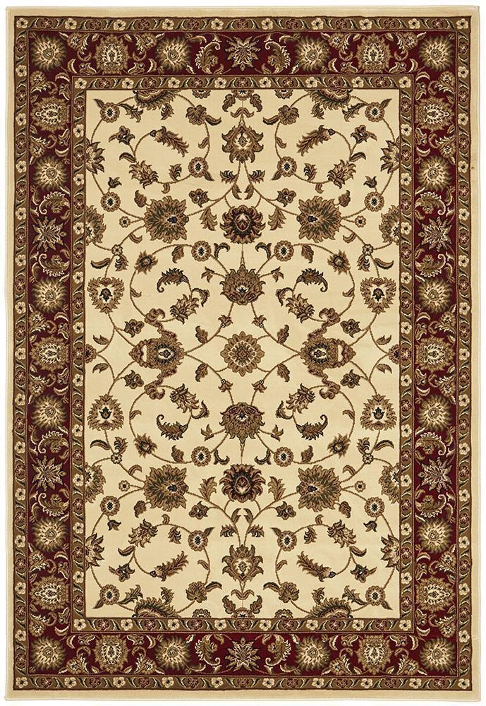 Sydney Collection Classic Rug Ivory with Red Border - Cozy Rugs Australia