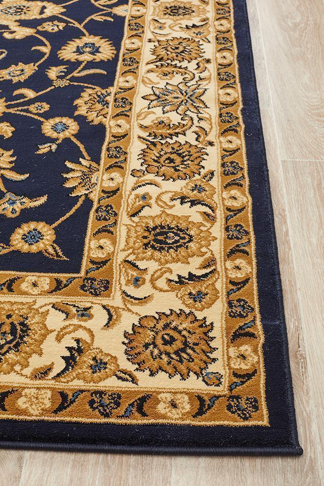 Sydney Collection Classic Rug Blue with Ivory Border - Cozy Rugs Australia