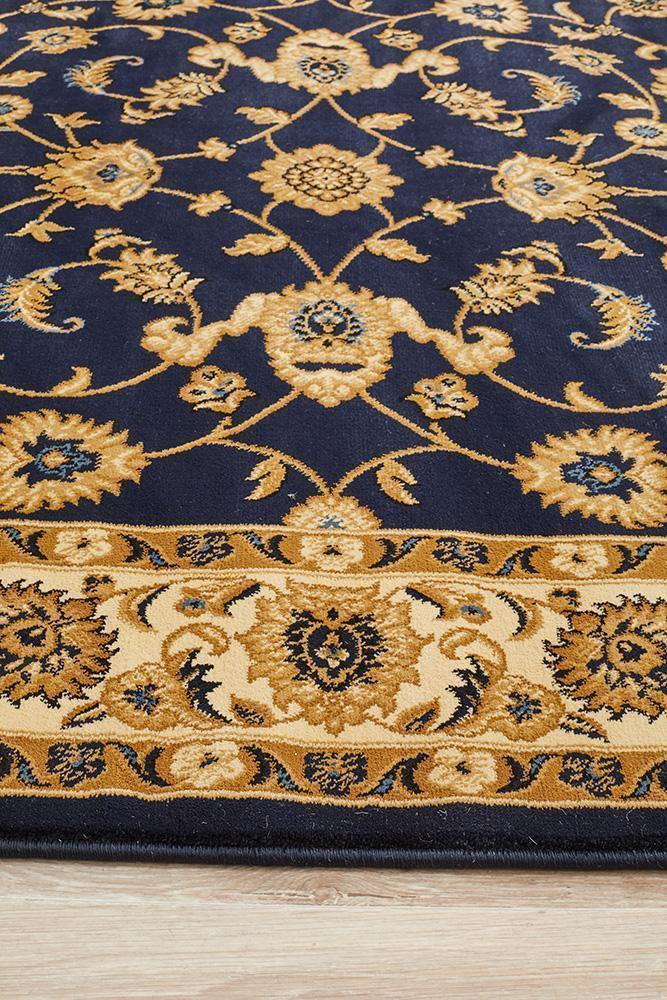 Sydney Collection Classic Rug Blue with Ivory Border - Cozy Rugs Australia