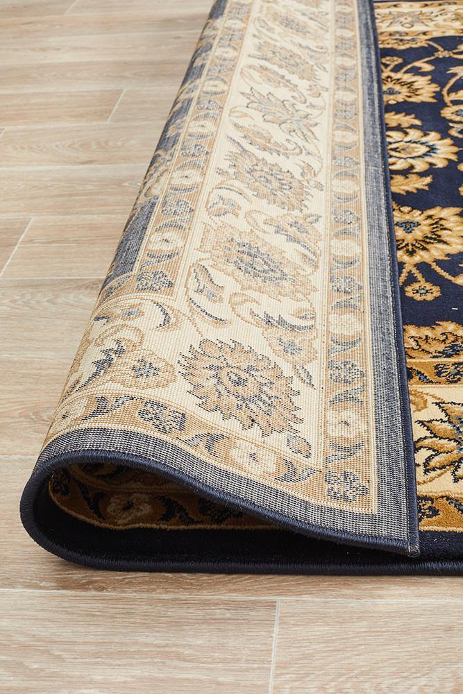 Sydney Collection Classic Rug Blue with Ivory Border - Cozy Rugs Australia