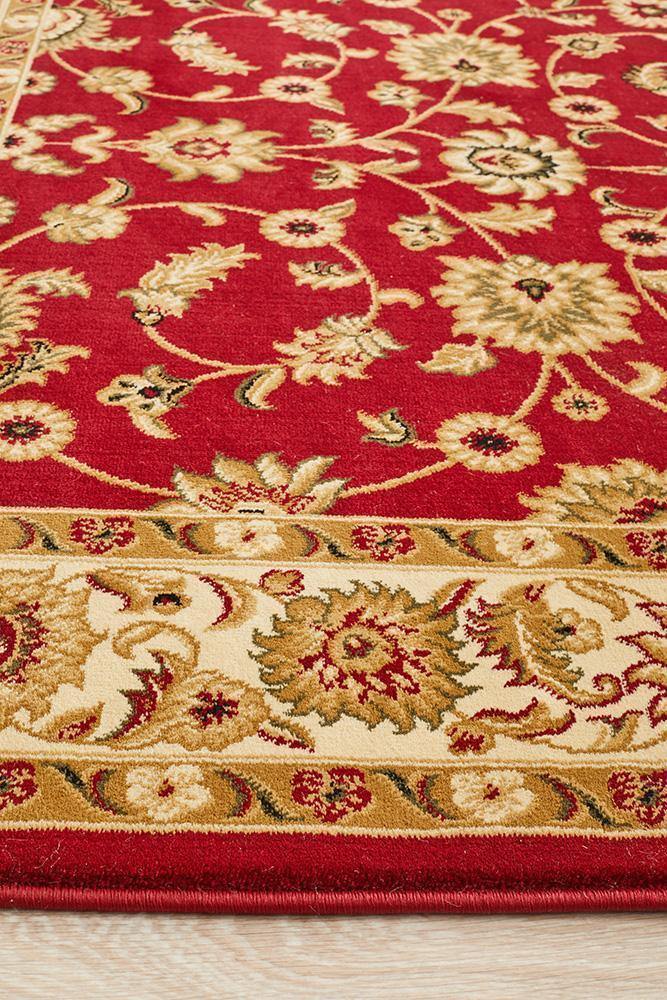 Sydney Collection Classic Rug Red with Ivory Border - Cozy Rugs Australia
