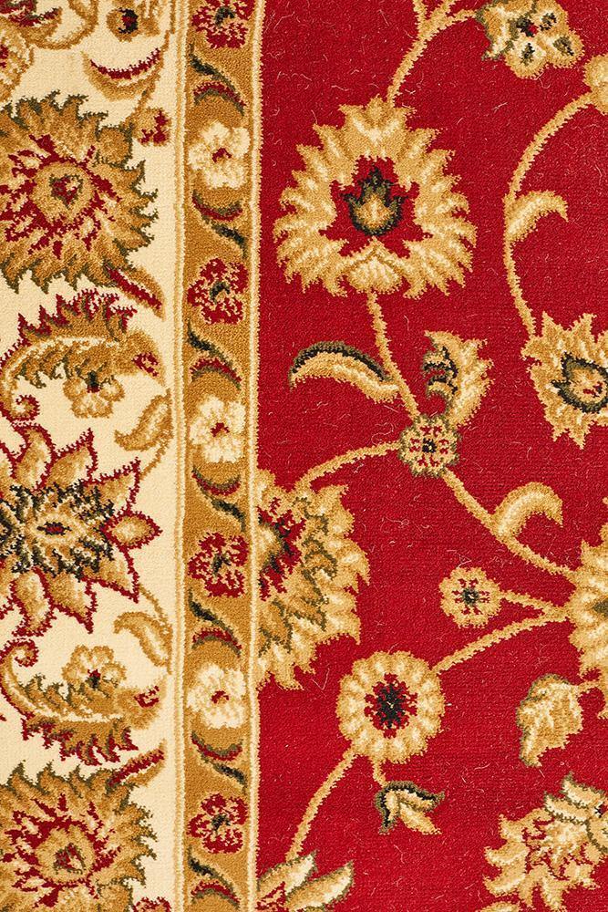 Sydney Collection Classic Rug Red with Ivory Border - Cozy Rugs Australia