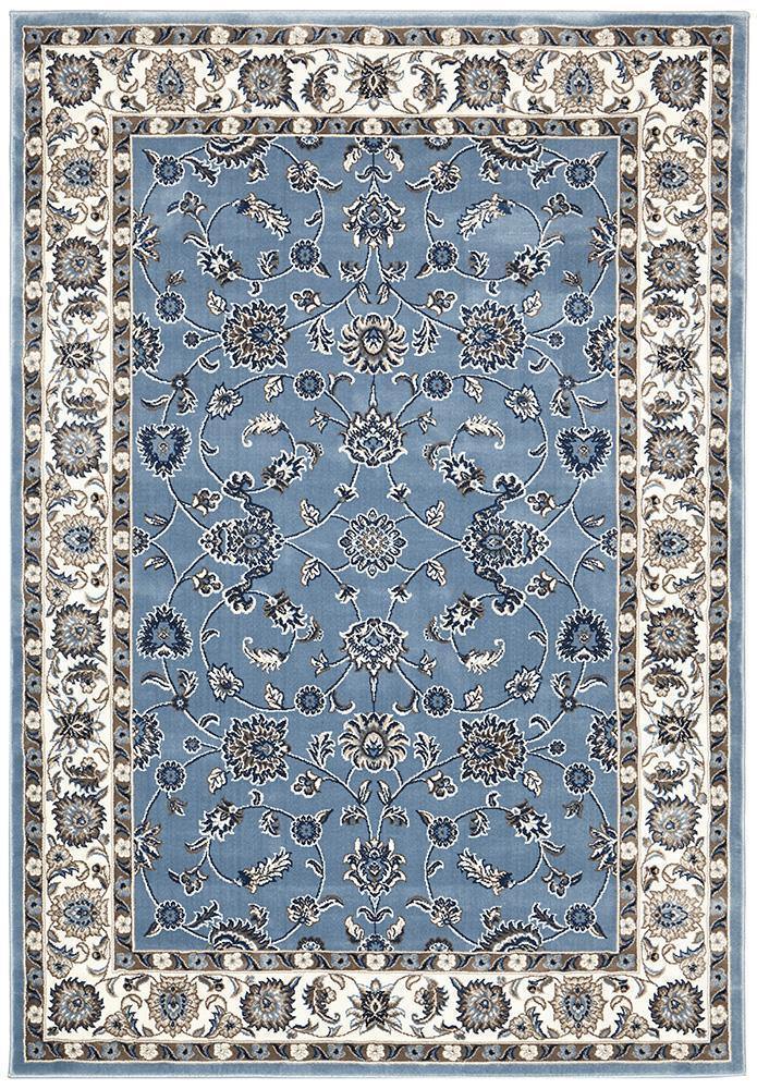 Sydney Collection Classic Rug Sky Blue with Blue Border - Cozy Rugs Australia