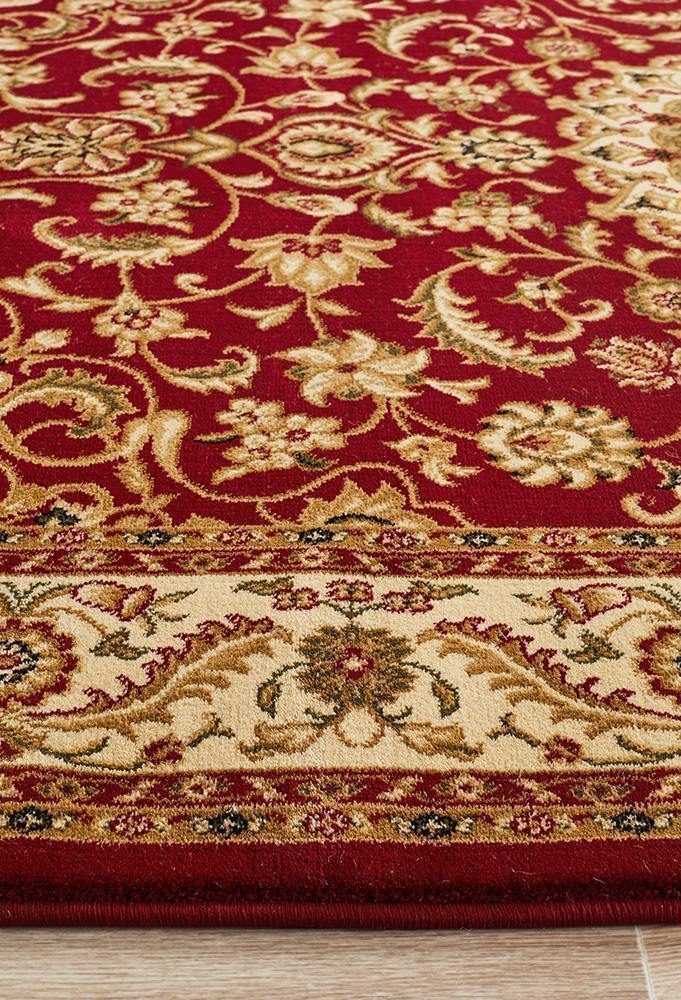Sydney Collection Medallion Rug Red with Ivory Border - Cozy Rugs Australia