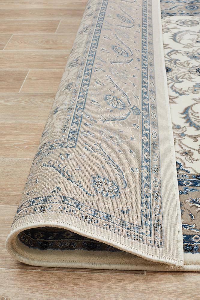 Sydney Collection Medallion Rug White with Beige Border - Cozy Rugs Australia