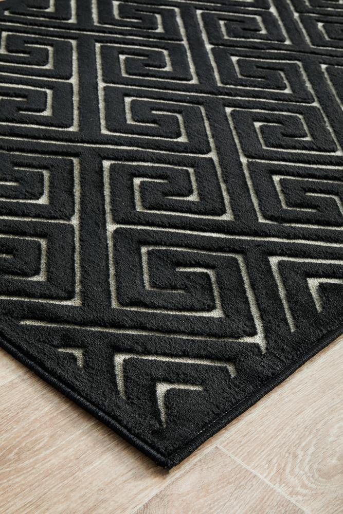 York Alice Black & Gold Runner Rug - Cozy Rugs Australia