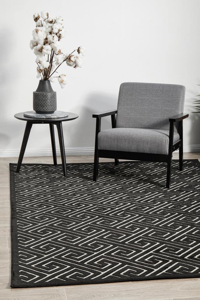 York Alice Black & Gold Rug - Cozy Rugs Australia