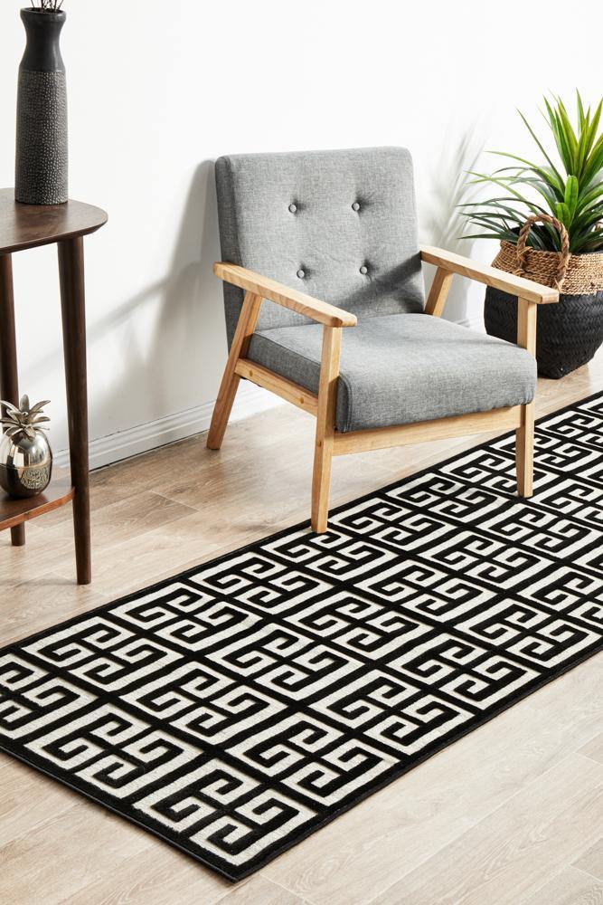 York Brenda Black & Gold Runner Rug - Cozy Rugs Australia