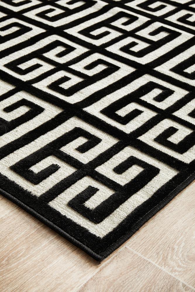 York Brenda Black & Gold Runner Rug - Cozy Rugs Australia