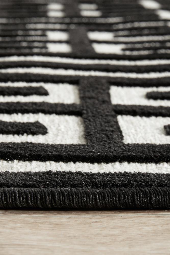 York Brenda Black & Gold Runner Rug - Cozy Rugs Australia