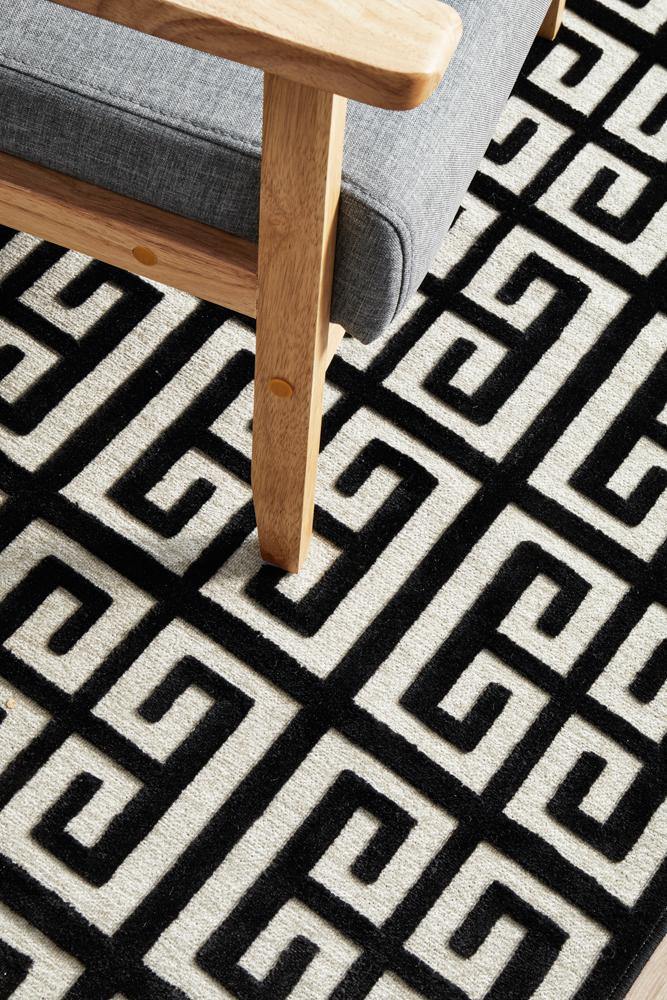 York Brenda Black & Gold Runner Rug - Cozy Rugs Australia