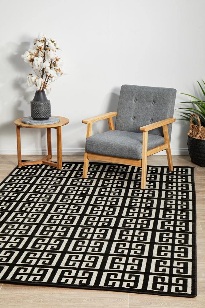 York Brenda Black & Gold Rug - Cozy Rugs Australia