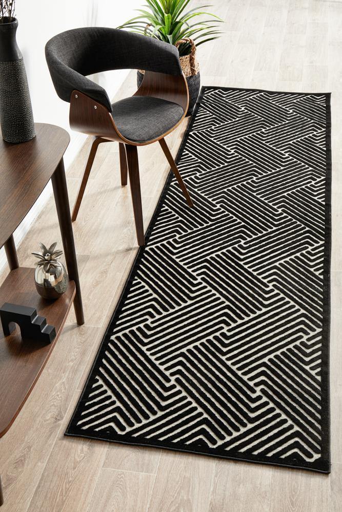 York Cindy Black & Gold Runner Rug - Cozy Rugs Australia