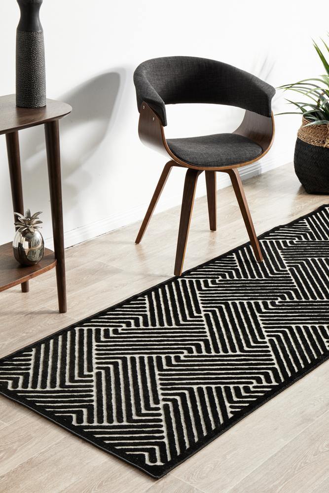 York Cindy Black & Gold Runner Rug - Cozy Rugs Australia