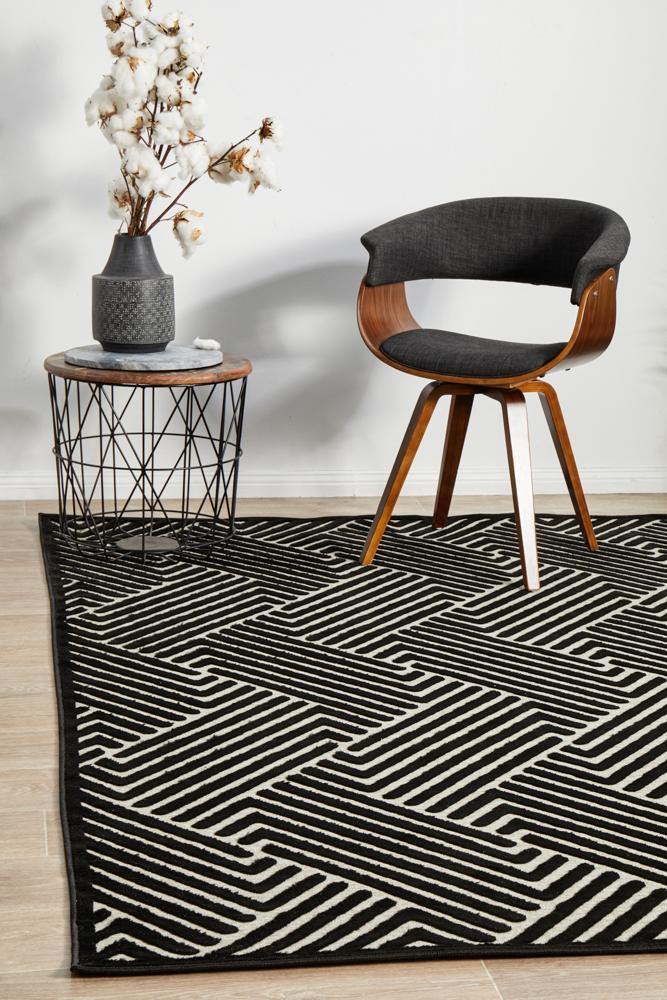 York Cindy Black & Gold Rug - Cozy Rugs Australia