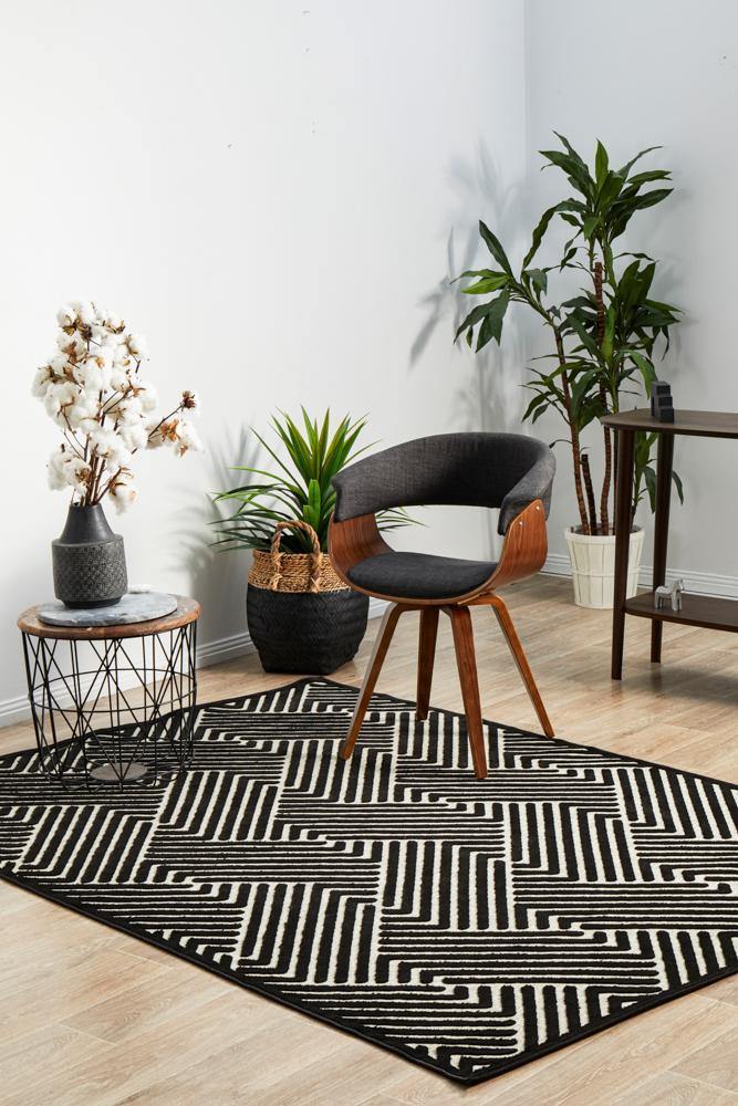 York Cindy Black & Gold Rug - Cozy Rugs Australia